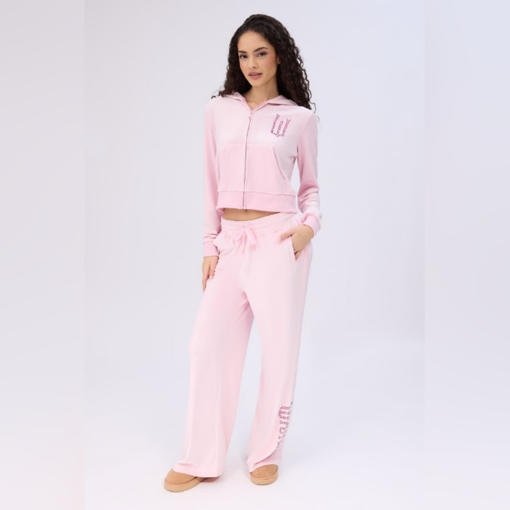 Wicked Rhinestones Velour Hoodie Sweatpants M